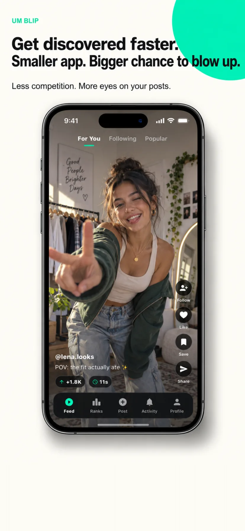 Um Blip For You feed helping creators get discovered
